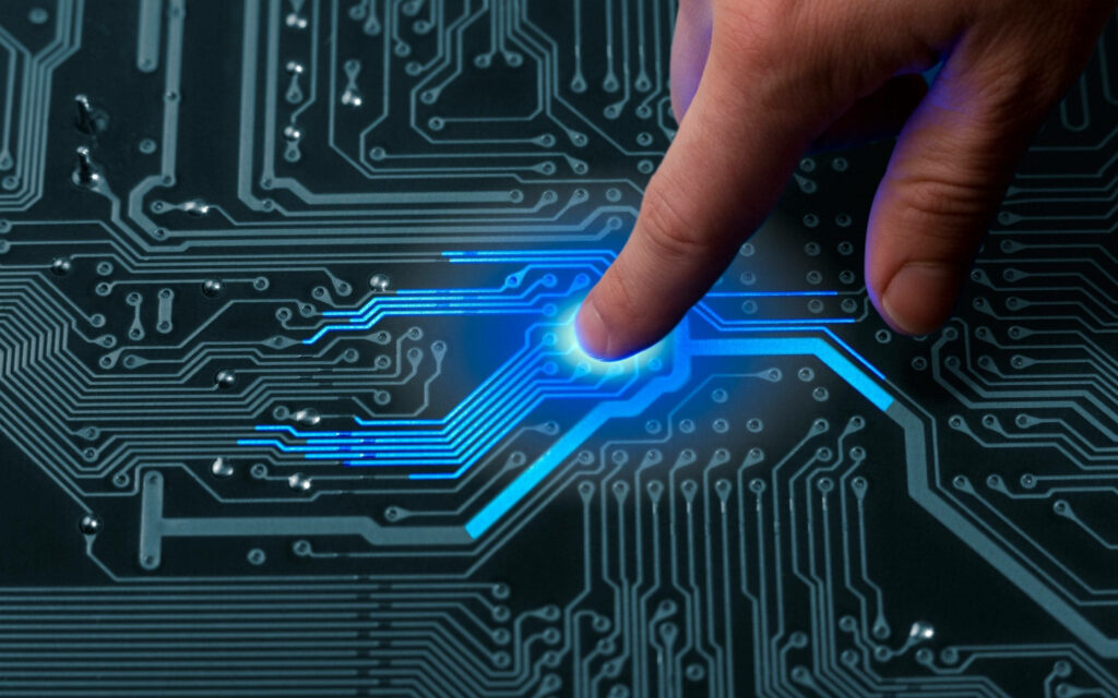 HD Wallpaper: Hand Touching Glowing Circuit Board - Tech Innovation