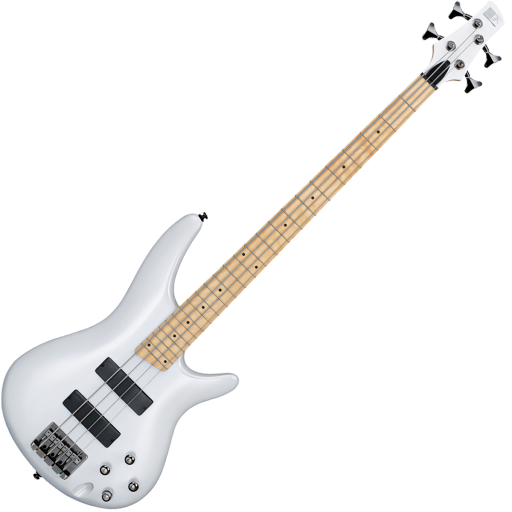 High-Quality PNG of Sleek White Electric Bass Guitar Wallpaper