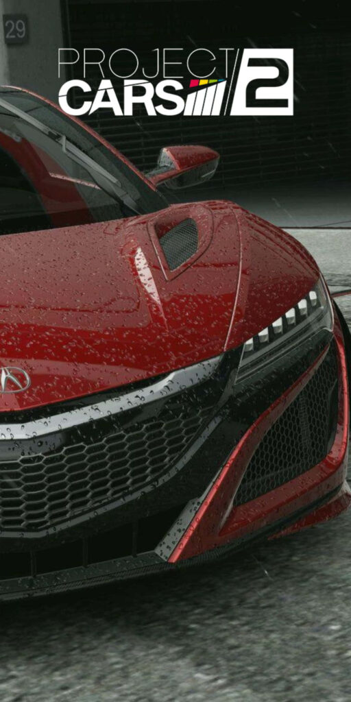 Project Cars 2 Wallpaper: Sleek Red Sports Car with Rain Detail