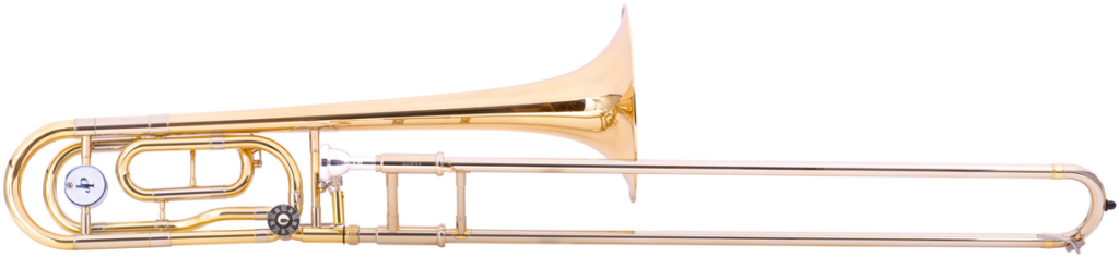 High-Quality Shiny Gold Tenor Trombone on Transparent Background Wallpaper