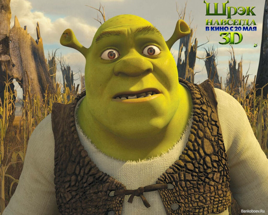 Stunning Shrek Wallpaper: Startled Expression in Swampy Background