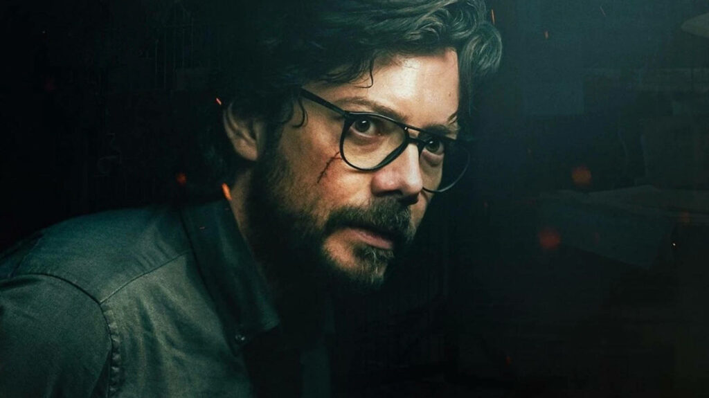 4k Snapshot of the Calculating Professor in Money Heist: Intricate Background Still from the Netflix Series Wallpaper