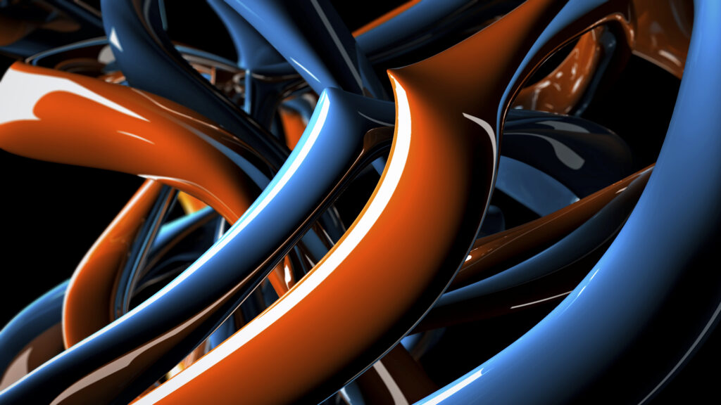 Intricate Red & Blue 3D Stripes Wallpaper - Glossy Background Design