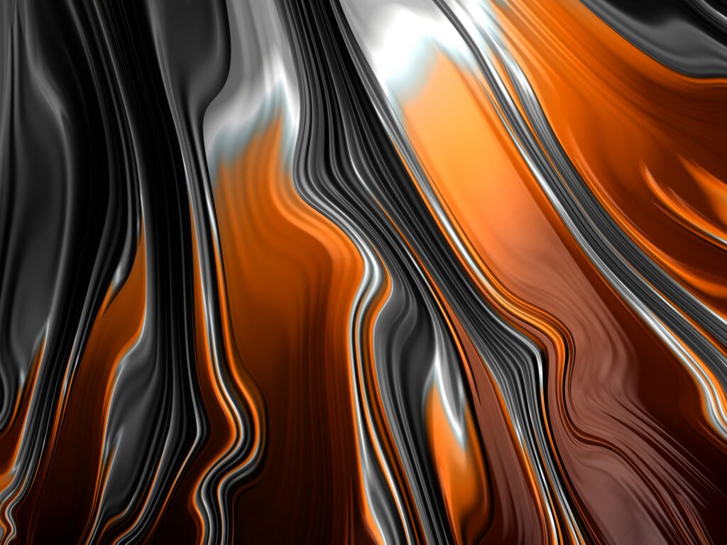 Dynamic Fractal Abstract Wallpaper - Bold Black, Gray, Orange Design