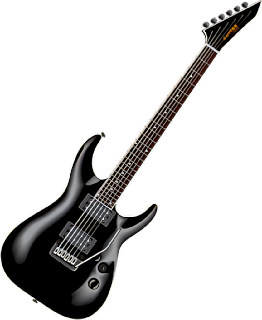 High-Res Black Electric Guitar PNG for Music Designs & Wallpaper