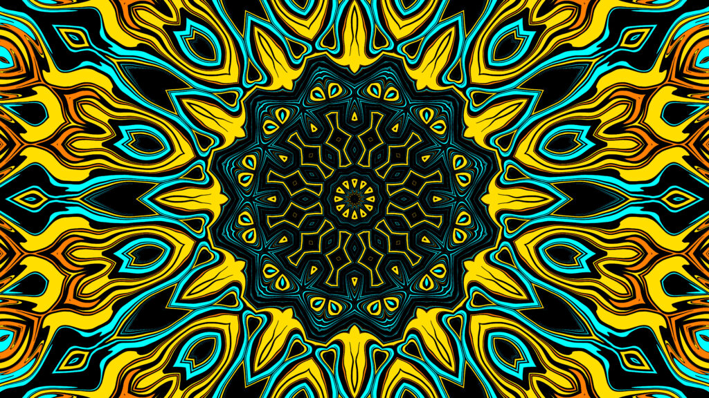 Vibrant Yellow & Blue Fractal Wallpaper - High-Res Background