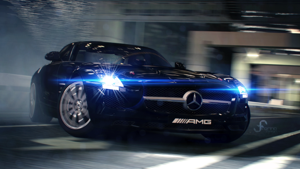 Striking Mercedes AMG Race Car Wallpaper - Luxury & Speed in Action