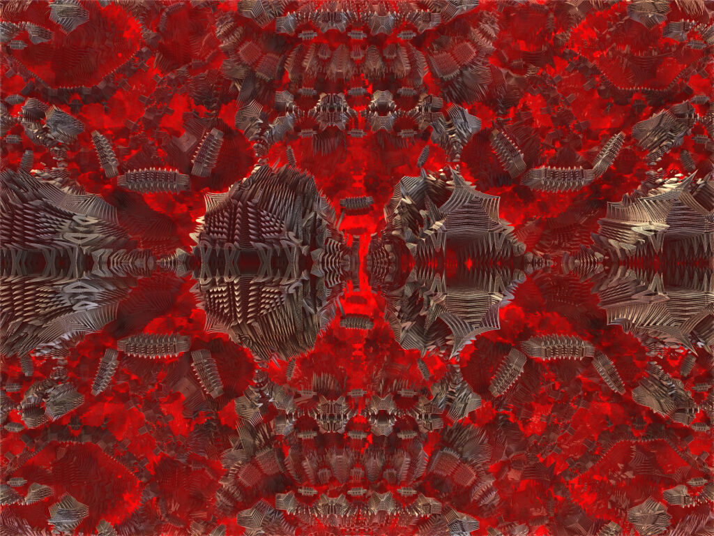 High-Resolution Abstract Wallpaper: Intricate Shapes on Red Background