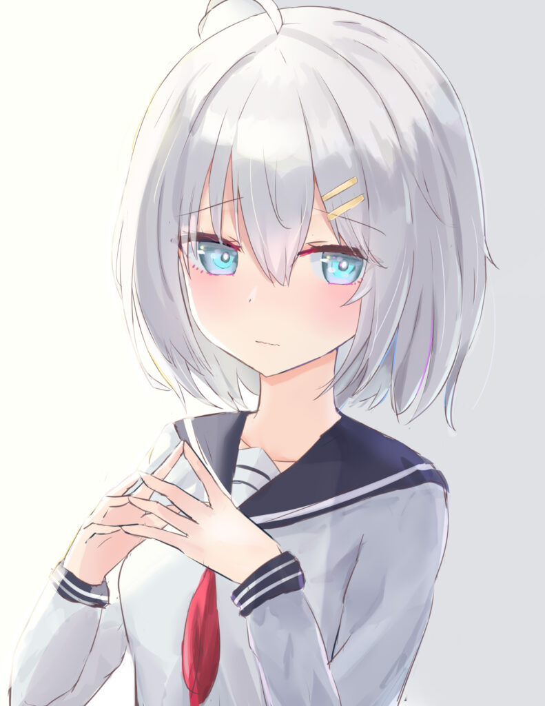 High-Resolution Anime Wallpaper: Silver-Haired Girl in Sailor Suit
