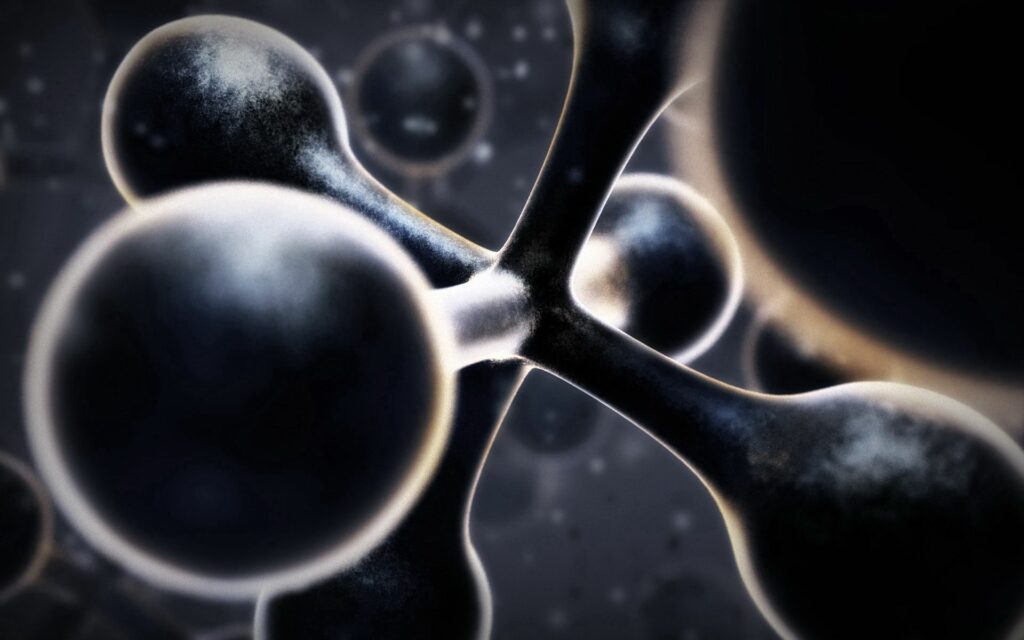 High-Res Dark Abstract Wallpaper with Molecular Design - 1920x1200