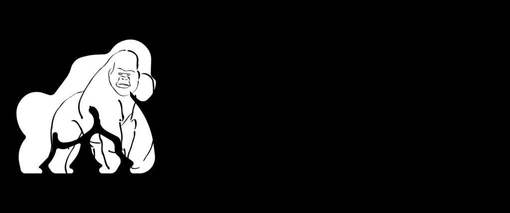 Majestic Gorilla Silhouette Wallpaper on Black Background - Ultra Wide