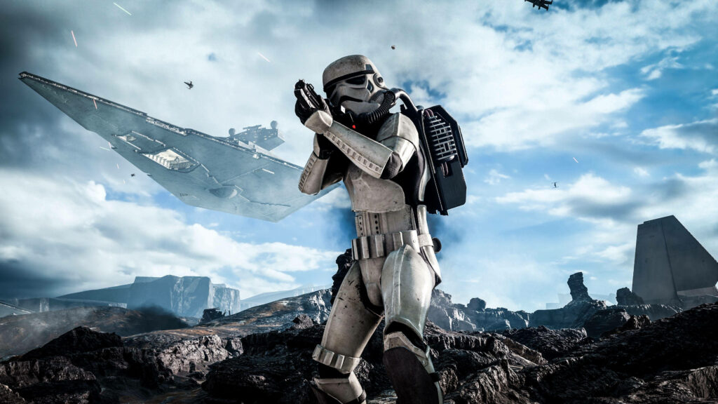 Epic Star Wars Stormtrooper Wallpaper - Battle-Ready Scene
