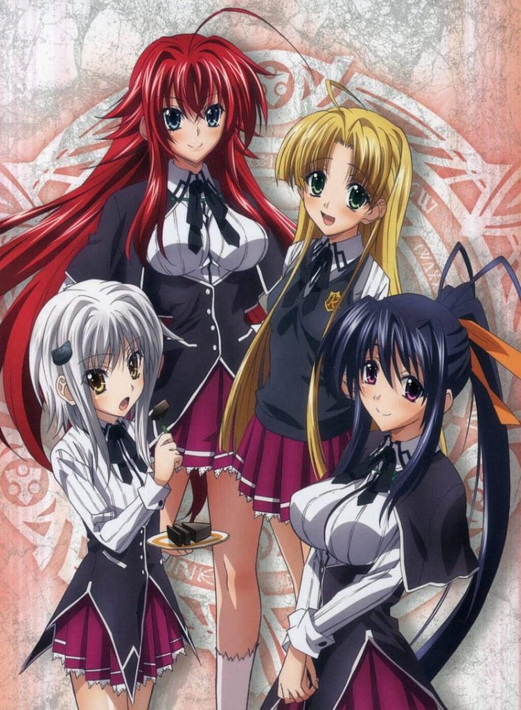 High School DxD wallpaper with Rias Gremory Asia Argento Koneko and Akeno in magic circle background