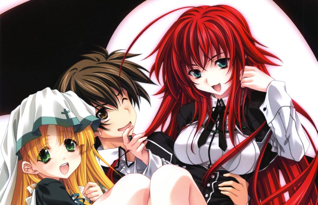 High School DxD wallpaper with Issei Hyoudou Rias Gremory Asia Argento vibrant anime trio