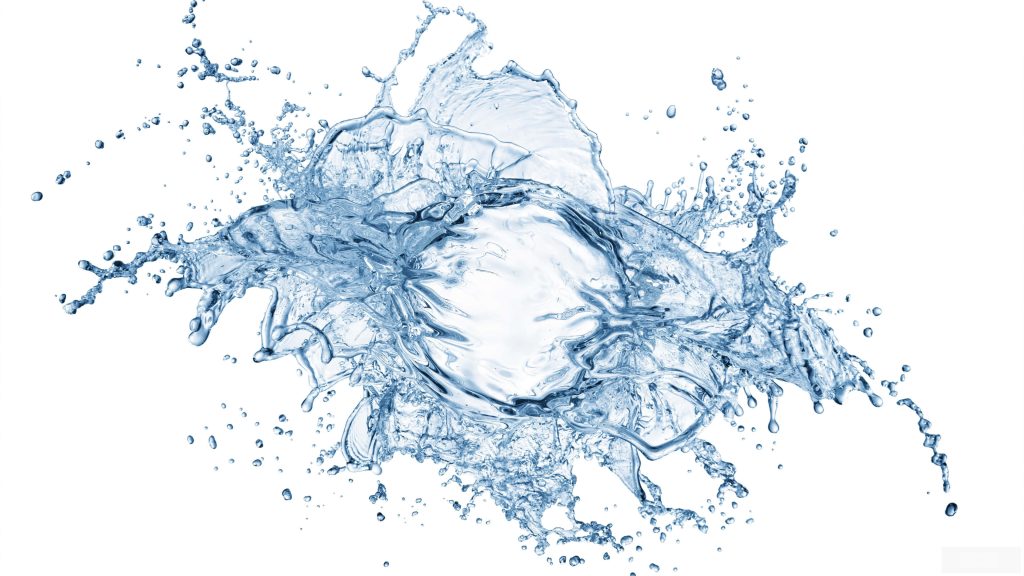 High-speed blue water splash on white background vibrant refreshing desktop wallpaper background