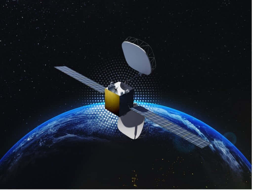 High-Tech Satellite in Space: Stunning Earth Wallpaper Background