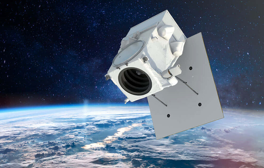 High-Tech Satellite in Orbit: Stunning Space Exploration Wallpaper