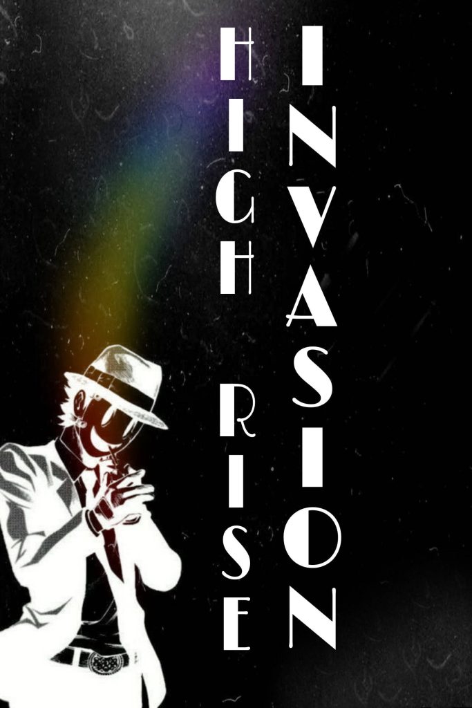 High-Rise Invasion wallpaper masked sniper fedora suit monochrome anime dark edgy background