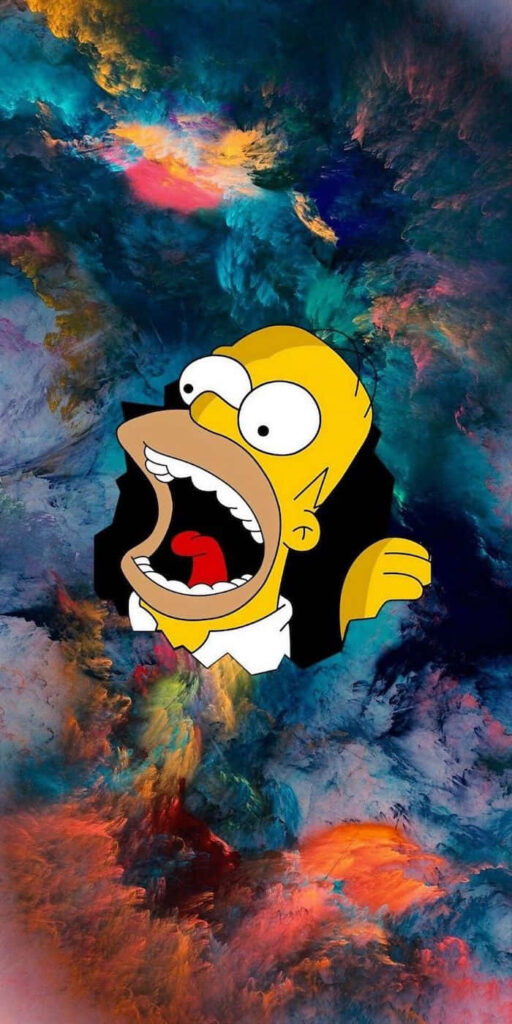 Vibrant Homer Simpson Wallpaper with Artistic Background