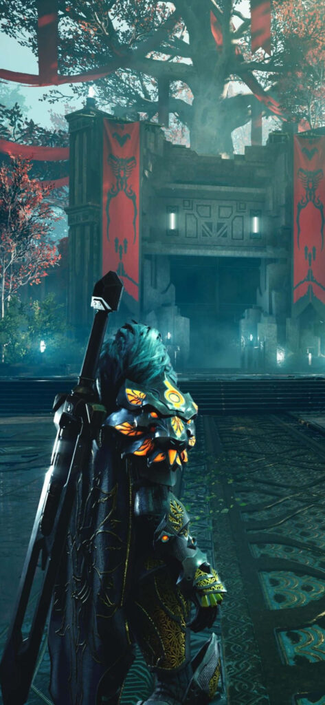 Solitary Vigil: Hinterclaw, the Lone Guardian, Embraces the Mysterious Fog Wallpaper