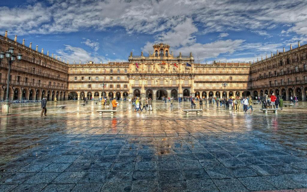 Vibrant Historic Square Wallpaper: Stunning Architecture & Blue Sky