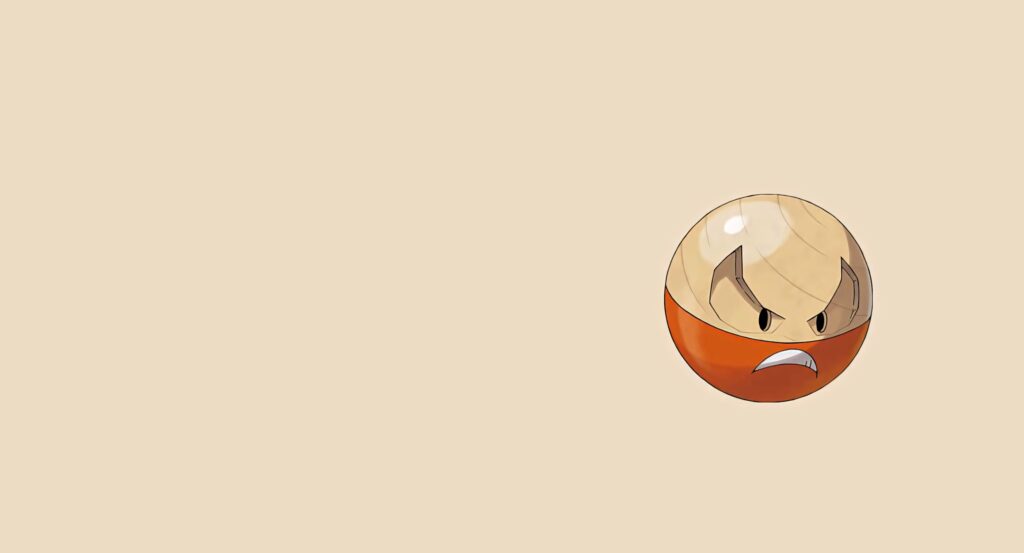 Minimalist Hisuian Electrode wallpaper with angry expression on beige background Pokémon Legends Arceus