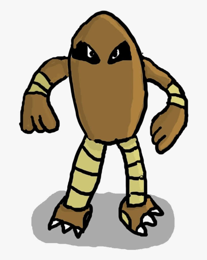 Hitmonlee digital art with segmented legs sharp eyes bold outlines minimal white background wallpaper