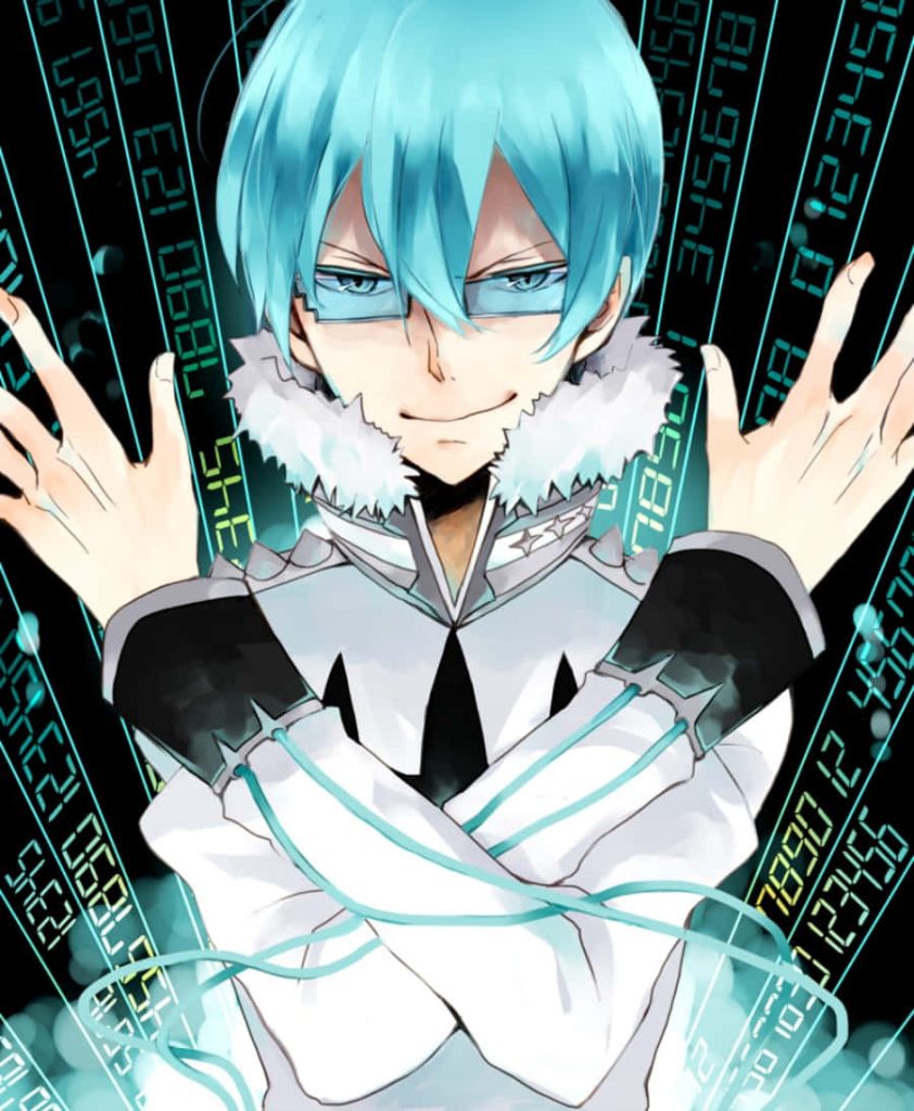 Hōka Inumuta Kill la Kill anime wallpaper digital matrix background blue hair glasses