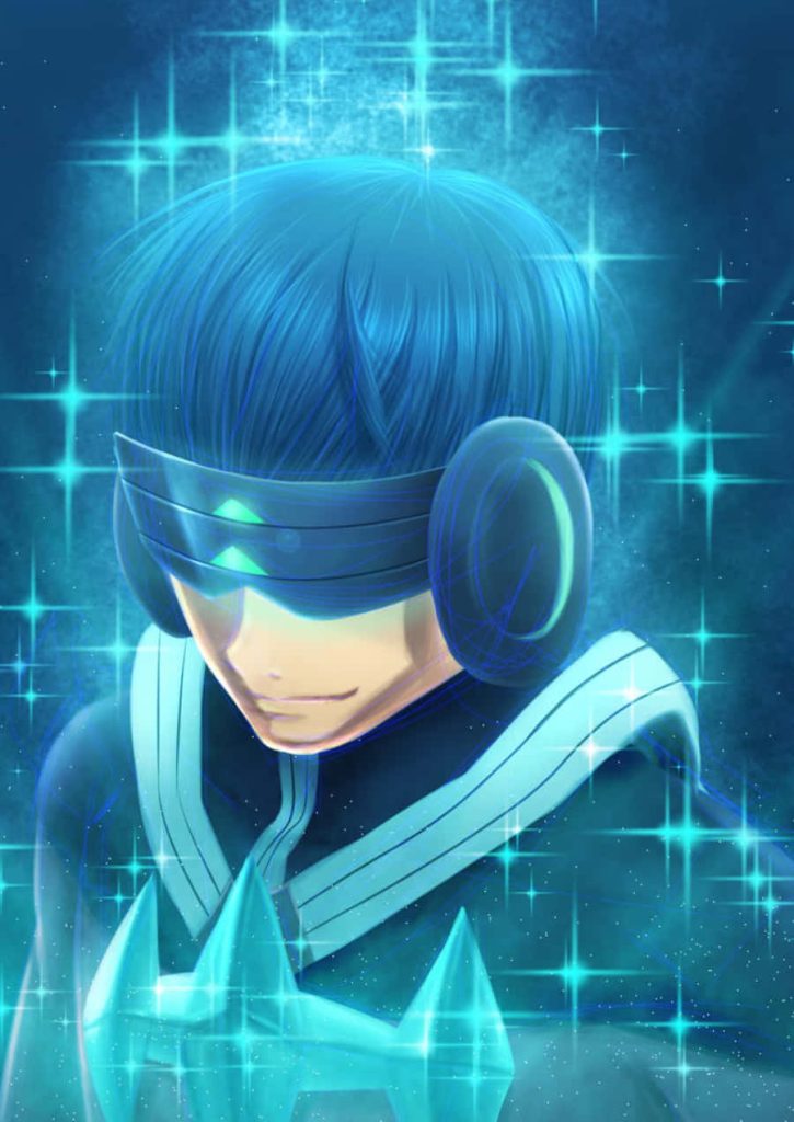 Hōka Inumuta Kill la Kill wallpaper glowing cyan visor headphones tech background anime art