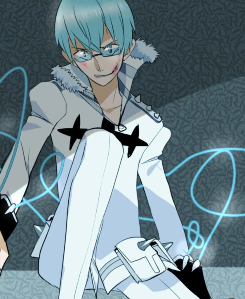 Hōka Inumuta Kill la Kill wallpaper anime strategist white uniform glasses blue light trails dark background