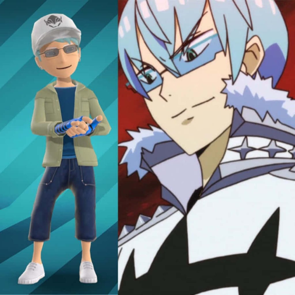 Hōka Inumuta wallpaper split view casual 3D avatar and sharp anime style blue hair background