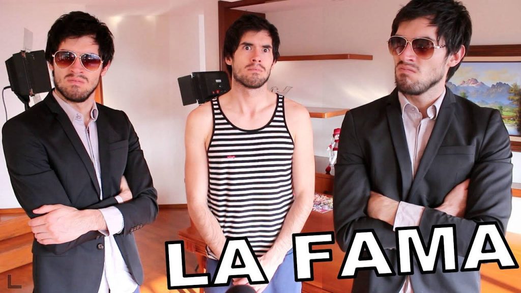 HolaSoyGerman LA FAMA wallpaper featuring YouTuber with two bodyguard versions in suits and shades