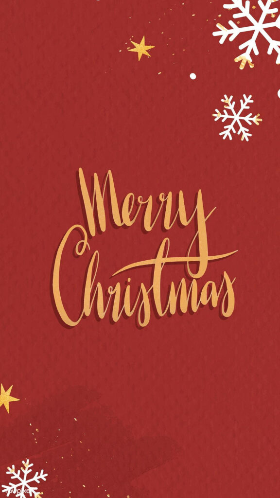 Festive Snowflake Delight: Vibrant Red Christmas Wallpaper for Your Phone Screen