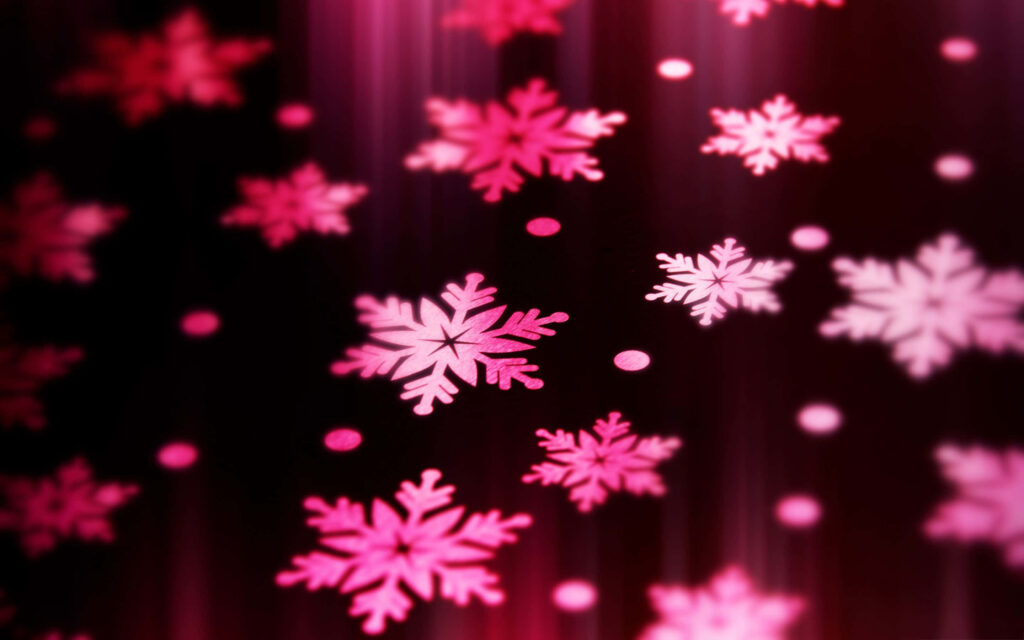 Charming Pink Snowflake Wallpaper on Dark Background for Holidays