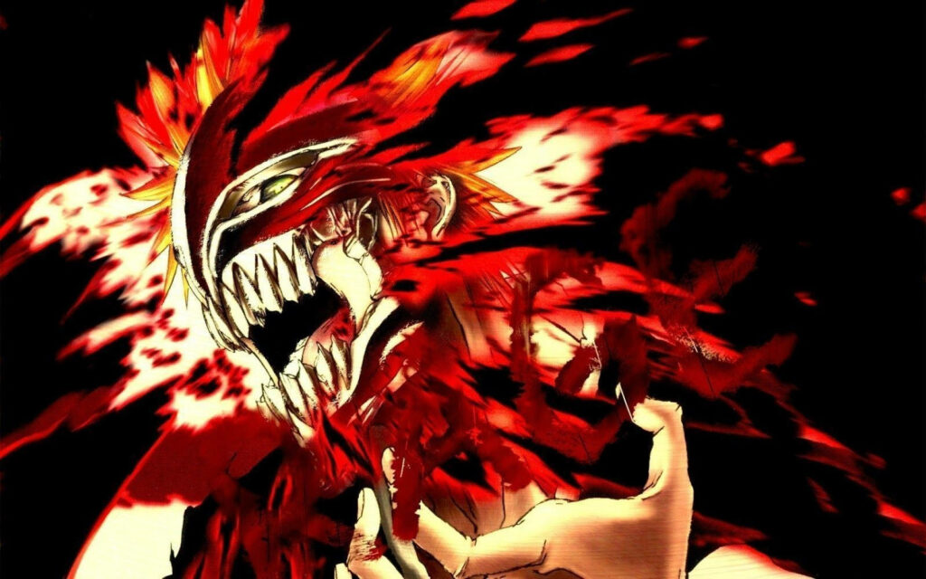 Hollow Form Ichigo Wallpaper: Intense Red & Black Energy Burst
