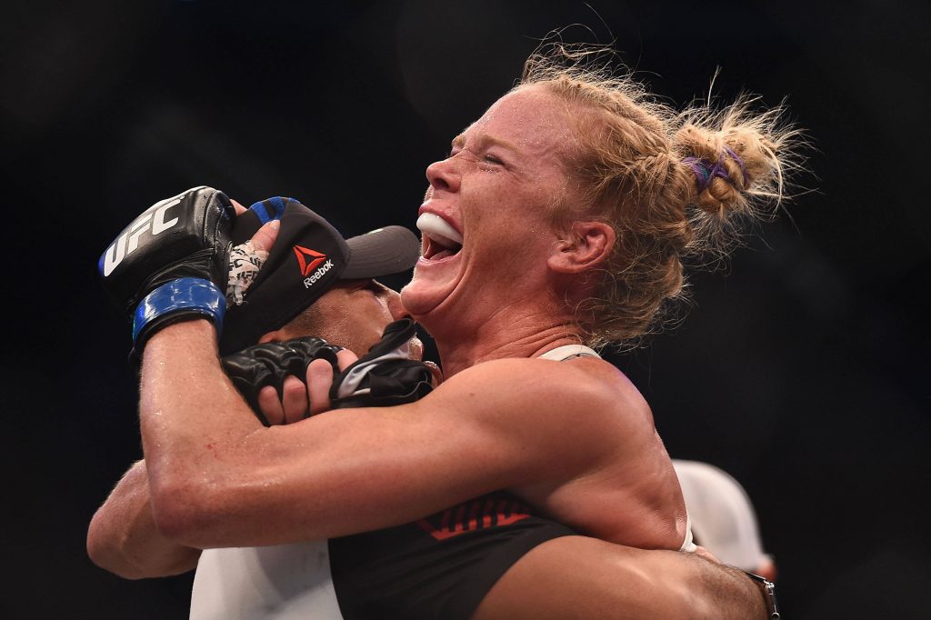 Holly Holm UFC 193 triumphant celebration MMA historic upset victory wallpaper background