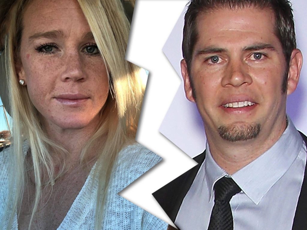 Split-screen collage of UFC champ Holly Holm and ex-husband Jeff Kirkpatrick with divorce graphic Wallpaper
