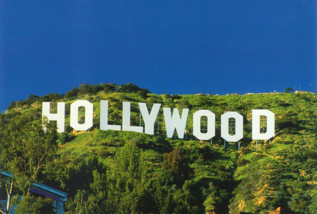 HD Wallpaper: Iconic Hollywood Sign with Blue Sky & Greenery