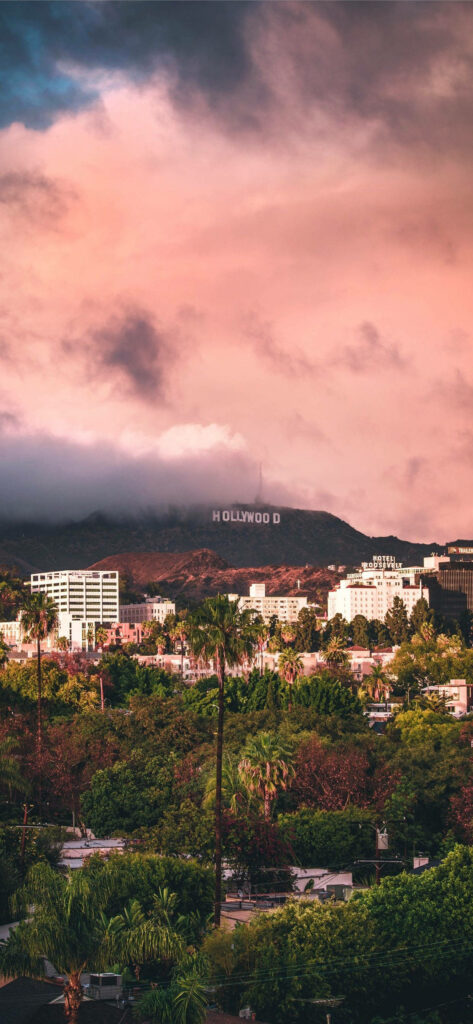Hollywood Sign Wallpaper: Vibrant Los Angeles Background for iPhone
