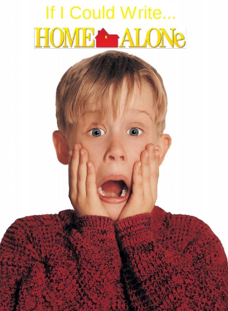 Home Alone wallpaper Macaulay Culkin iconic shocked pose red sweater white background fan art