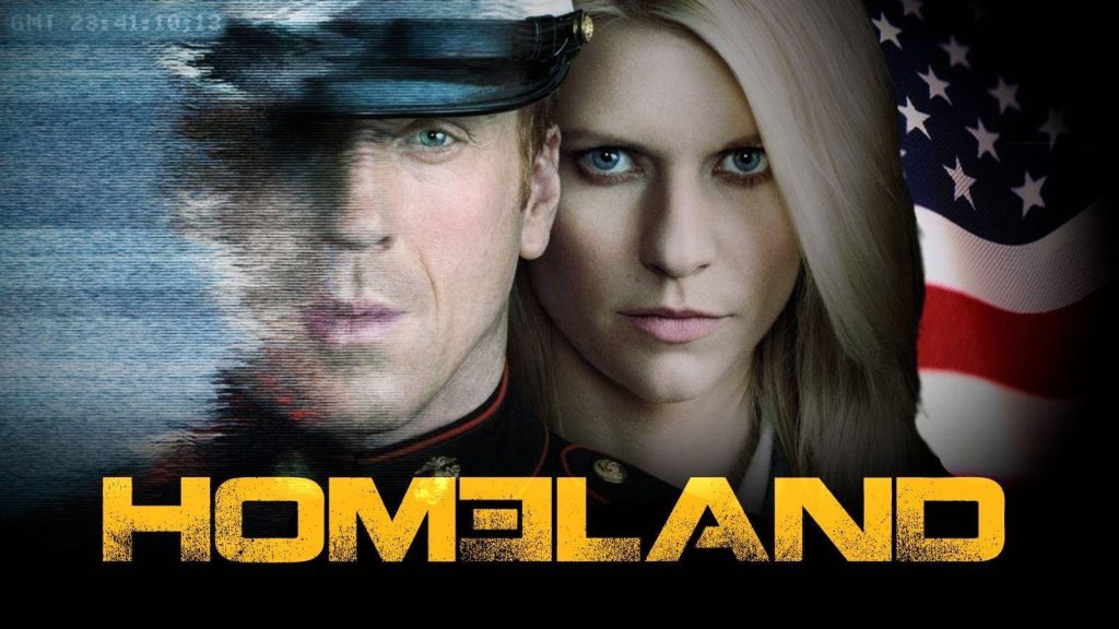 Homeland wallpaper with Claire Danes Damian Lewis US flag and digital surveillance timestamp