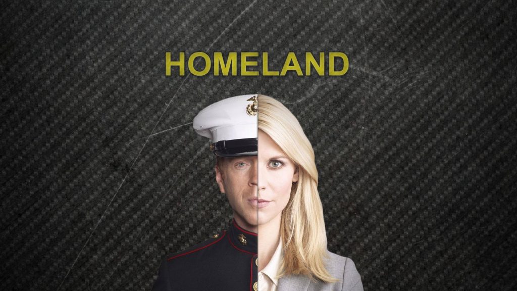 Homeland split-face wallpaper with Nicholas Brody US Marine and Carrie Mathison CIA officer