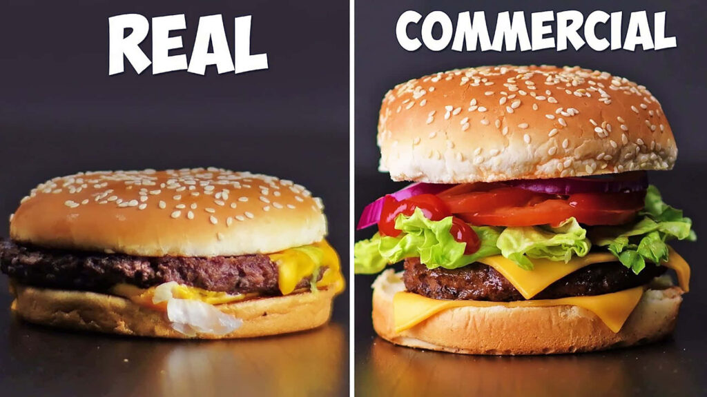 Homemade vs. Commercial Burger: Wallpaper Showcasing Key Differences