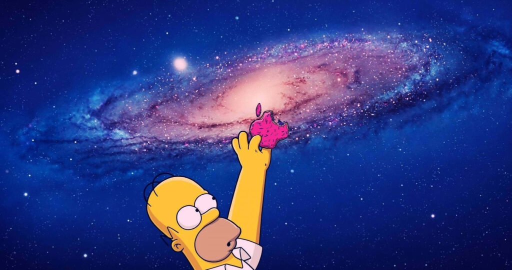 Homer Simpson & Cosmic Apple: Stunning Animated Wallpaper Background