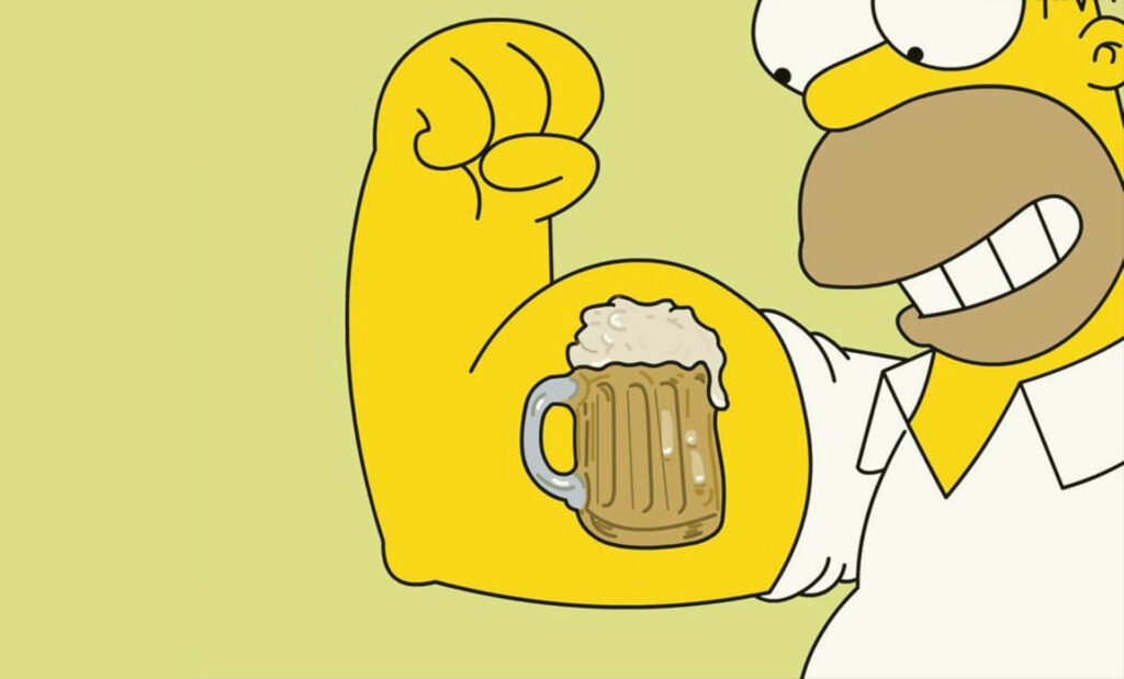 Funny Homer Simpson Tattoo Wallpaper: Beer Mug Humor Background