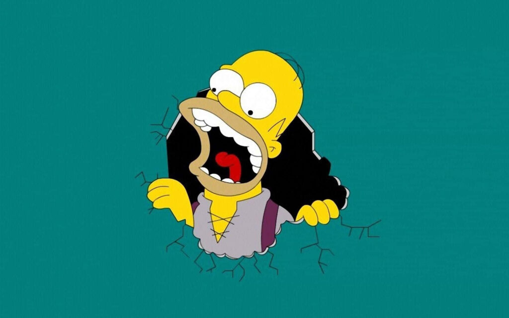Iconic Homer Simpson Breaks Through Wall - Fun Wallpaper Background