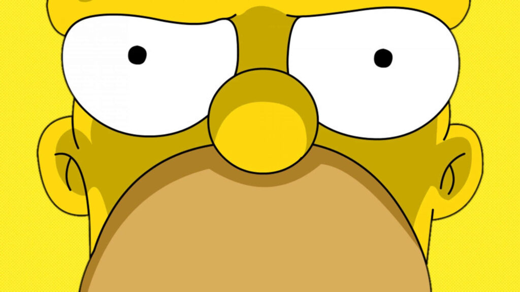 Homer Simpson Close-Up Wallpaper: Iconic Expression & Minimalistic Design