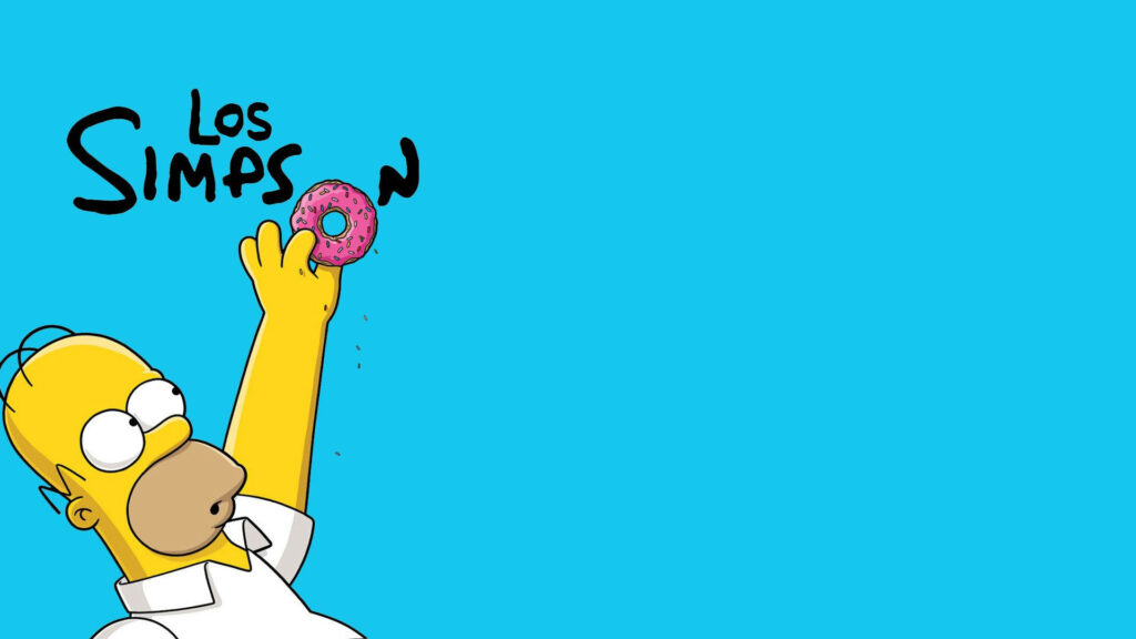 Homer Simpson Reaches for Donut - Bright Blue Los Simpsons Wallpaper