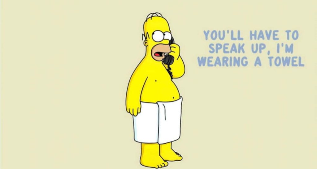 Homer Simpson towel phone wallpaper with classic funny quote minimalist light background