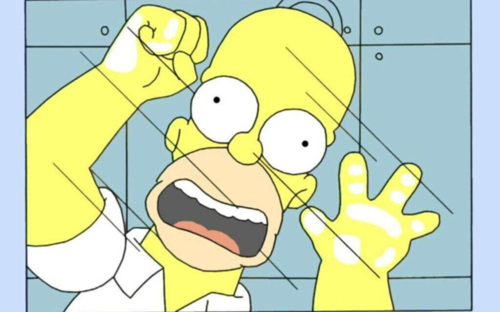 Homer Trapped on Wallpaper: Comical Simpsons Glass Effect Background
